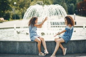 Bathing or Playing in a Fountain
