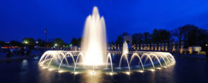 world war ii memorial fountain panorama washington dc